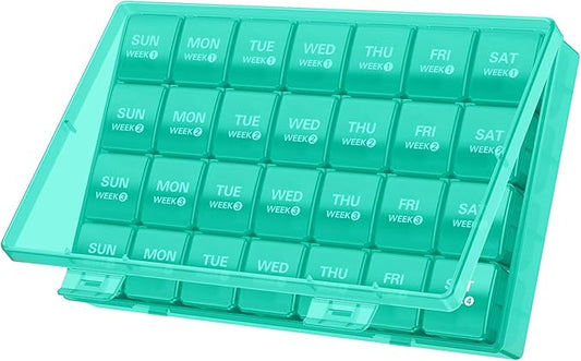 TookMag Monthly Pill Organizer 28 Day Pill Box, Travel Medicine Pill Organizer, Large 4 Weeks 1 Month Pill Cases with Dust-Proof Container for Pills/Vitamin/Fish Oil/Supplements