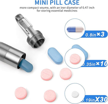 TISUR Small Titanium Pill Case, Keychain Pill Holder Travel Pill Box Container,Portable Pill Organizer Waterproof Metal Case Bottle (Gray Titanium Medium - 2.16 inch)
