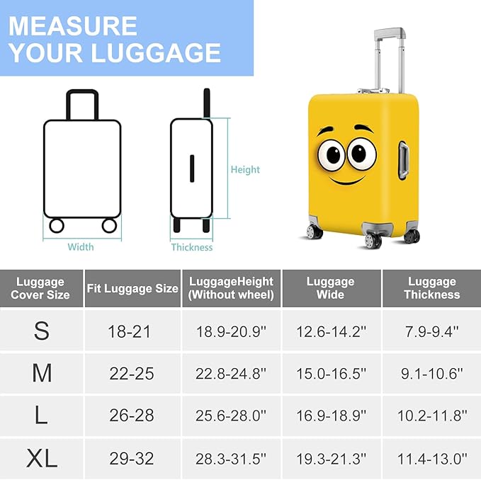 ANNA QUEEN Cute Emoticons Yellow Luggage Cover Washable Suitcase Protector Suitcase Cover Anti-Scratch,Stretchable Fit for 18-32Inch Luggage,Travel Bag Cover XL(fits 29-32Inch suitcase)