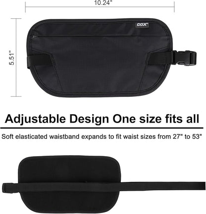 RFID Blocking Money Belt - Slim Under Cloth Passport Holder & Travel Wallet | Secure Hidden Fanny Pack for Men Women (Black-L)