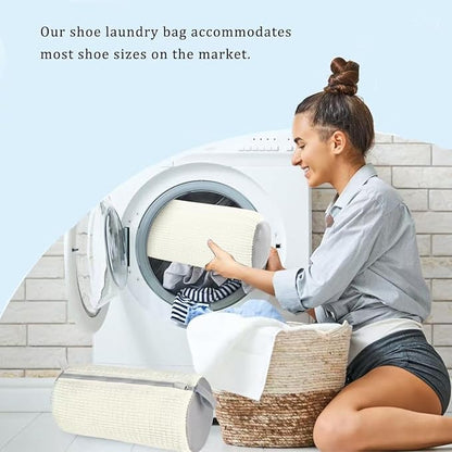 Laundry Shoe Bags for Washing Machine, 2Pcs Shoe Washing Bag Shoe Laundry Bag for Washer and Dryer Reusable Shoe Washing Bags Shoe Washing Machine Bag (Begie-2Pcs)
