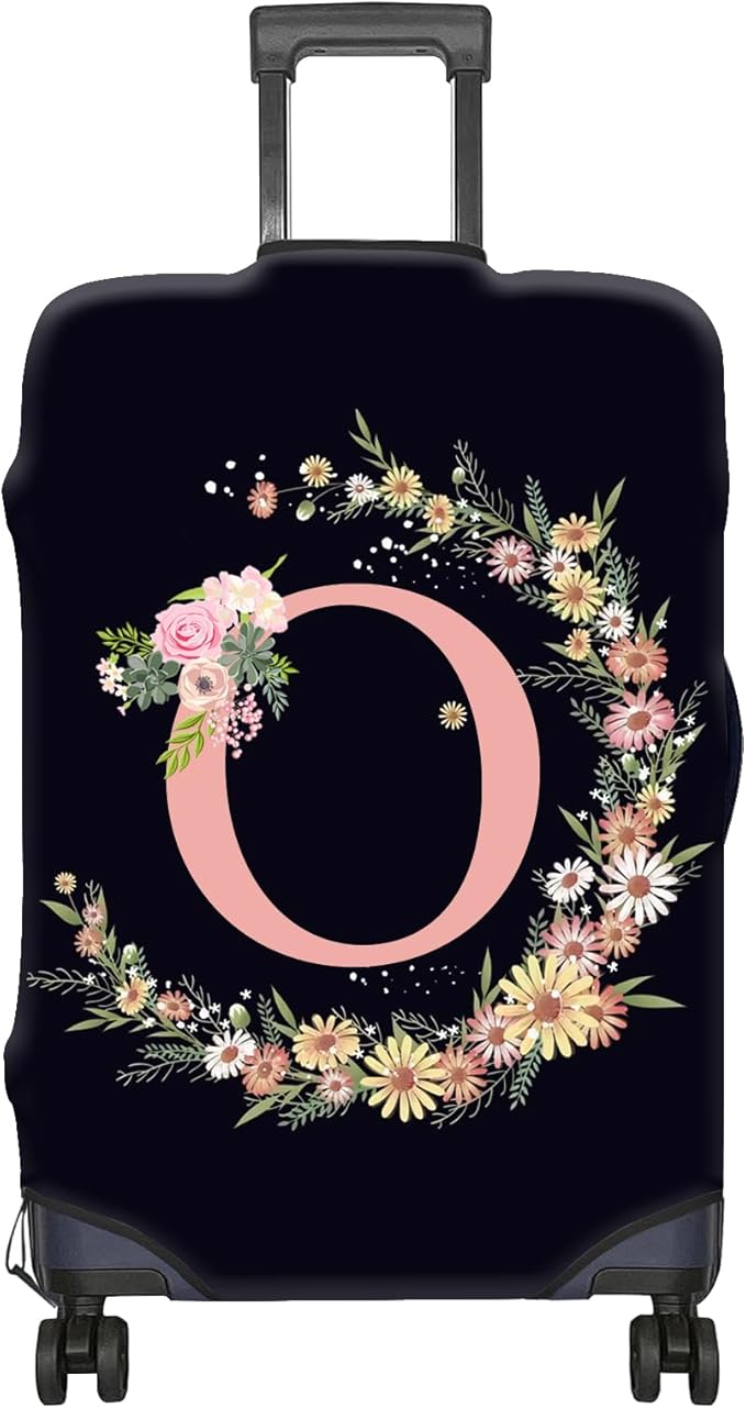 Luggage Suitcase Cover Protector Luggage Elastic Washable Baggage Covers Initial Cute Aesthetic for Unisex Women Girls Travel Trip L(26-29 inch)-Letter O