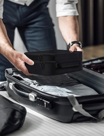 Smof Electronics Travel Organizer, Waterproof Cable Organizer Bag for Electronic Accessories 3 Layer Large Shockproof Cable Storage Bag for Cord, Power Bank, Tablet- Black