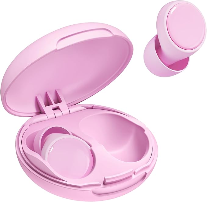 Ear Plugs for Sleeping Noise Cancelling, 45dB Noise Reduction Earplugs for Sleep, Concert, Snoring, Parenting & Noise Sensitivity Relief, Hearing Protection Reusable Earplugs with 8 Soft Tips Pink