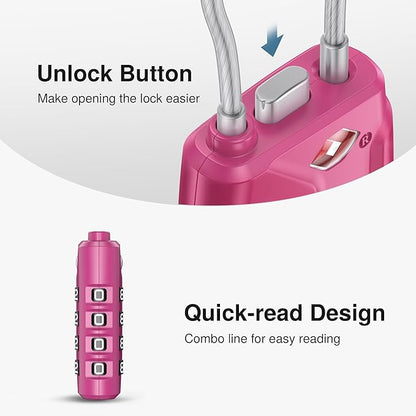 Puroma TSA Approved Luggage Lock, Multicolor 4 Digit Combination Travel Locks Resettable Code Lock with Zinc Alloy Body for Suitcase, Backpack, Bag, Gym Locker (Black,Blue,Silver,Red-Violet)