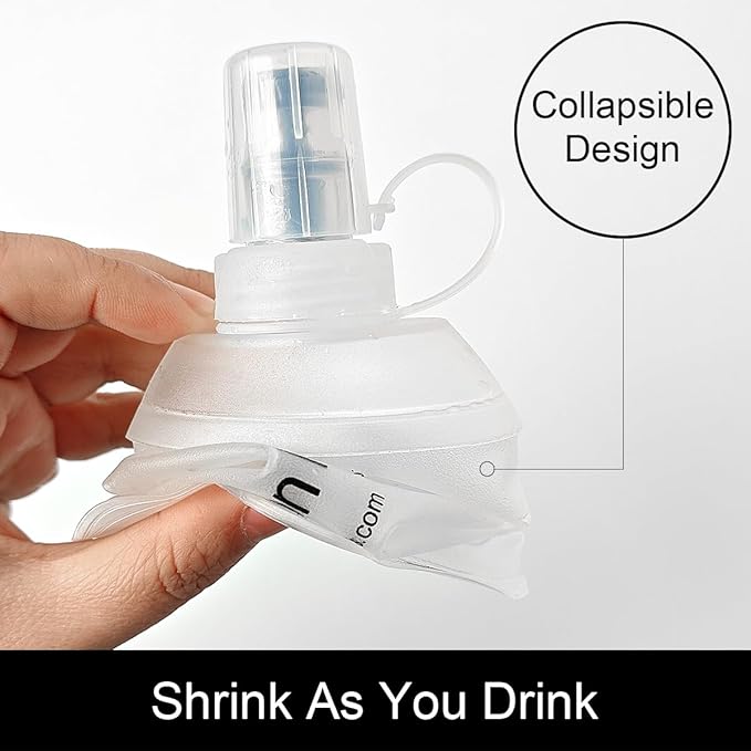 WILDREEDS 250ml Soft Flask, TPU Collapsible Soft Water Bottle for Hydration Pack, Running Vest, Folding Water Bottle for Hiking Cycling Climbing-2Pcs, White