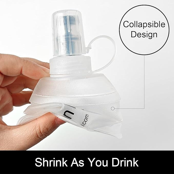 WILDREEDS 150ml Soft Flask, TPU Collapsible Soft Water Bottle for Hydration Pack, Running Vest, Folding Water Bottle for Hiking Cycling Climbing-2Pcs, White