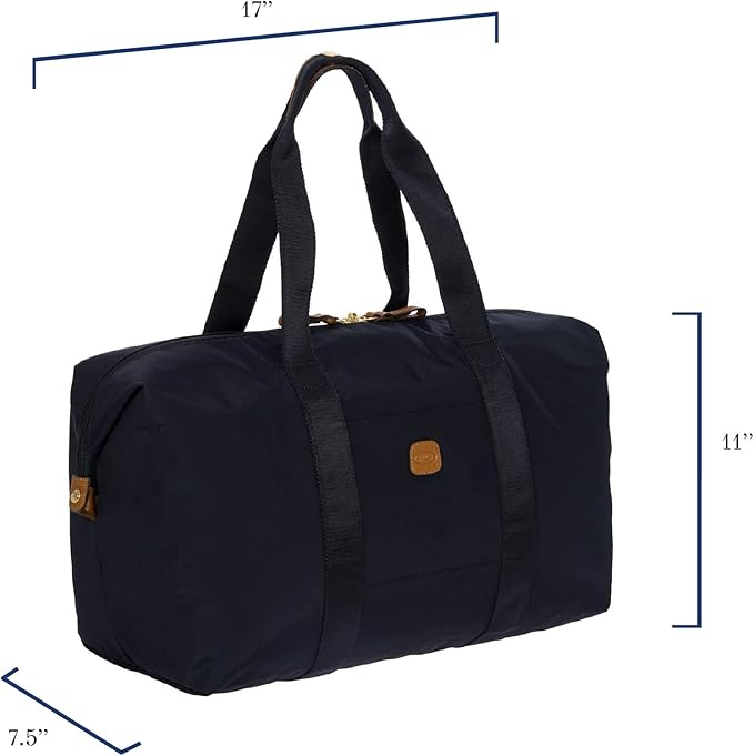 Bric's X-Bag/X-Travel 2.0 Folding Duffel Bag - 18" Carry On and Overnight Travel Bag - Navy