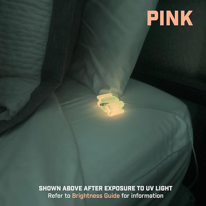 GlowBrick Stocking Stuffers for Adults Cord Management Weighted Cord Holder Cable Wrap Phone Stand - Glow-in-The-Dark Gadget Organizer for Nightstand. Gift for Men, Silicone. 2pk Glowing Pink