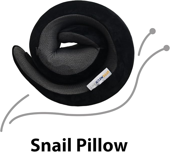 Snail Flexible Neck Pillow, Airplane Travel Pillow, Premium Memory Foam Travel Pillow, 360° Ergonomic Design, Asymmetrical Sides, Suitable for Office, Automotive, Washable Pillowcase