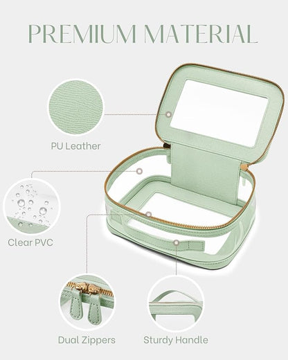 Clear Cosmetic Bag Set for Women Makeup Bag with Handle, 3 Pcs Travel Toiletry Bag Transparent Cosmetic Case Portable Make Up Organizer Bag for Essentials