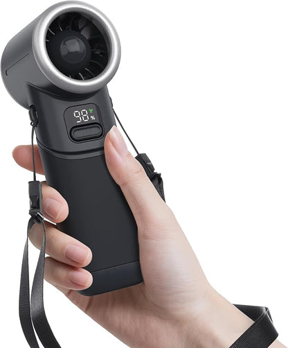 Portable Handheld Fan - 5000mAh Rechargeable Battery, 19Hrs Cooling Max, 5 Speed, 11000RPM High-Power Motor, 3-IN-1 Personal Mini Fan with Neck Strap for Women Men Travel/Camping/Outdoor - Black