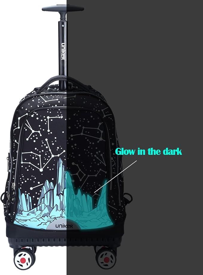 UNIKER Rolling Backpack with Wheels for Travel, Roller Backpack for Women, Wheeled Laptop Bag Fits 15.6 Inch Notebook