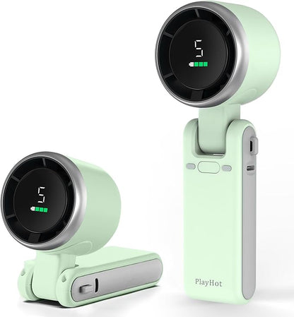 Portable Handheld Turbo Fan, 5 Gear Wind, Battery Operated, Up to 12 Working Hours, 3 IN 1 Hand Fan with Air Turbo Tech Cooling Fans for Outdoor Activities, Travel, Beach (Green)