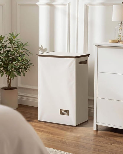 SOLEDI Laundry Hamper with Lid 90L Large & Tall Collapsible Laundry Basket, Clothes Hamper with Bag Removable Easy to Carry, Dirty Hampers for Bedroom, Bathroom, Dorm, College, Beige