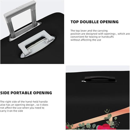 Floral Letter A Travel Luggage Cover Spandex Suitcase Protector Elastic Washable Stretch Suitcase Cover,Size M(Fit 22-24inch Suitcase)