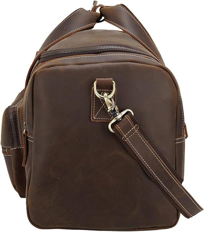 Polare 23" Full Grain Cowhide Leather Gym Duffle Weekender Overnight Travel Duffel Bag For Men