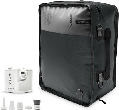 ETROL TPU Vacuum Bag for Travel, 70D Nylon Reusable Compression Bag with IP67 Waterproof Zipper, Compression Packing Cubes for Clothing, Space Saver Bags for Luggage (Full Open, Grey,1Pcs+Pump)