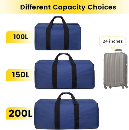 Vorspack Extra Large Duffle Bag for Travel - 200L Duffel Bag for Men Gear Bag for Storage Foldable Weekender Bag for Overnight Camping - Blue