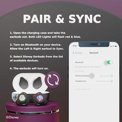 Disney Lilo and Stitch Bluetooth Earbuds w/Charging Case- Wireless Headphones w/Built-in Mic+ Up to 30 Hrs Playtime- Lilo and Stitch Gifts for Girls,Boys,Women,Men,All Fans of Lilo and Stitch Stuff