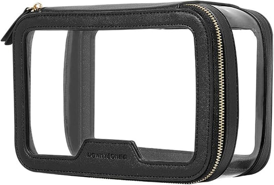 ROWNYEON Clear Makeup Case Toiletry Bag Multipurpose Travel Makeup Train Case Portable Cosmetic Organizer Transparent Storage Bag