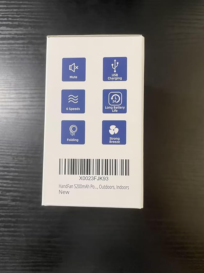 HandFan 5200mAh Portable Fan Handheld, 6 Speeds Hand Held Fan 180° Foldable Personal, Battery Operated USB Rechargeable, Handle Separate Design for Travel/School/Outdoors/Indoors (6 Speeds Black)