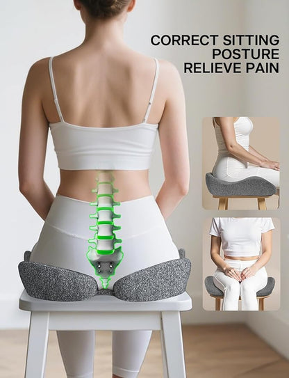 Medisana Seat Cushion, SC 150G Seat Cushions for Office Chairs, Car Seat, Wheelchair - Sciatica & Tailbone & Coccyx Pain Relief Pillow for Driver Sedentary People（Size:19.6 * 16.6 * 3.7 in-Grey）