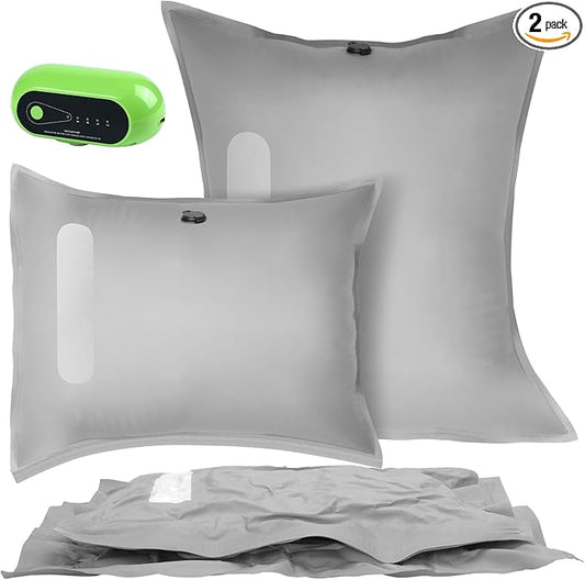 Vacuum Seal Bags For Clothing Travel with Rechargeable Air Pump, Travel Vacuum Bags With Pump, Space Saver Vacuum Storage Bags For Luggage, Reusable Vacuum Storage Bags (2 Bags + Pump)