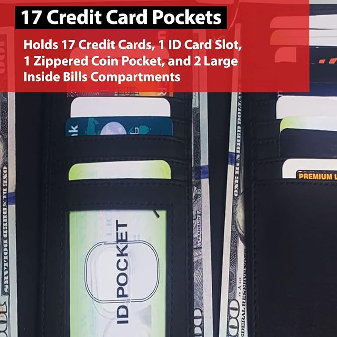 IBRO VINTAGE Motorcycle Chain Wallet for Men – Premium Cowhide Leather, RFID Tri-Fold Biker Wallet with Heavy Duty Chain for Bikers Truckers & Hunters, Credit Card Money Organizer Long Wallet