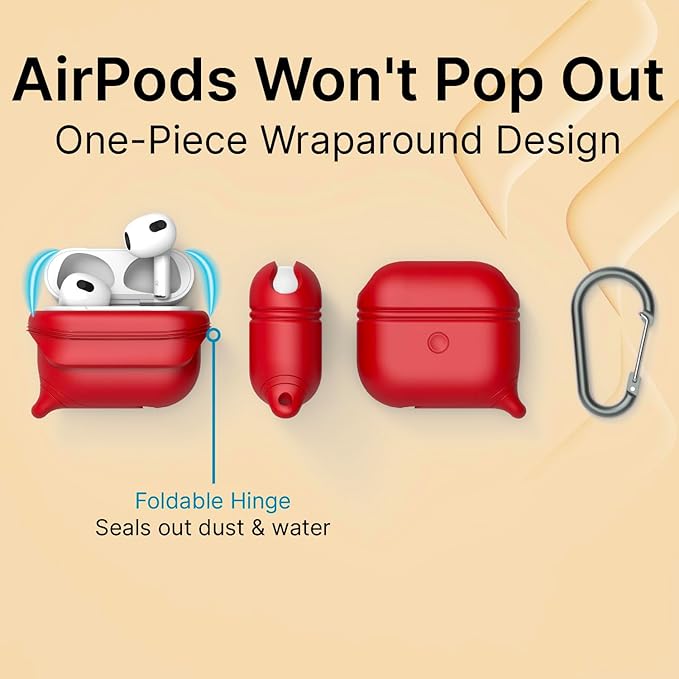Catalyst Waterproof Case for AirPods 3rd Generation - Wireless and USB-C Charging Compatible AirPods 3rd Generation Case, Drop Protection AirPod Case 3rd Generation One Piece Design with Carabiner
