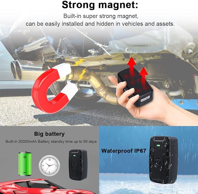 Car GPS Tracker for Vehicles Long Battery Life 20000mAh Tracker Device Real-Time and Precise Location Tracking Device Magnetic Waterproof Multiple Alarm App iOS/Android TK918 4G