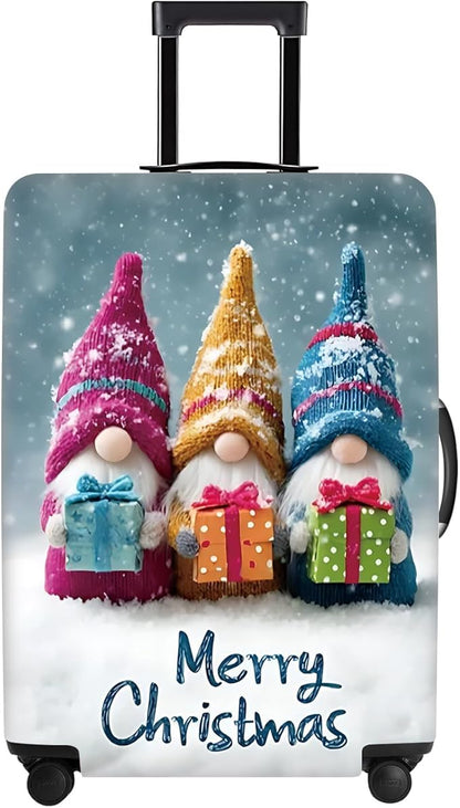Christmas Luggage Cover – Cute Gnome Travel Suitcase Protector, Waterproof & Stretchable Luggage Sleeve with Zipper for Holiday Travel,M