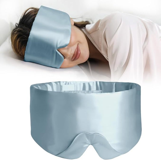 ZIMASILK 100% 22 Momme Mulberry Silk Sleep Mask - Full Silk Filled, Ultra-Soft & Breathable, Face-Hugging Blackout Eye Cover for Sleeping (Bluestone)