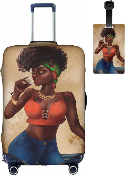 Luggage protector suitcase cover luggage cover for Suitcase Washable Suitcase Protector Anti-scratch Suitcase cover Medium African American Afro Black Girl