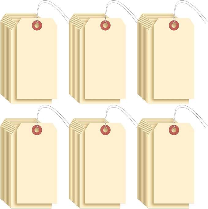 1000 Pcs Blank Manila Shipping Tags with Wire 4 3/4" x 2 3/8" Paper Hang Luggage Price Asset Gift Label Tags (Yellow)
