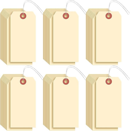 1000 Pcs Blank Manila Shipping Tags with Wire 4 3/4" x 2 3/8" Paper Hang Luggage Price Asset Gift Label Tags (Yellow)
