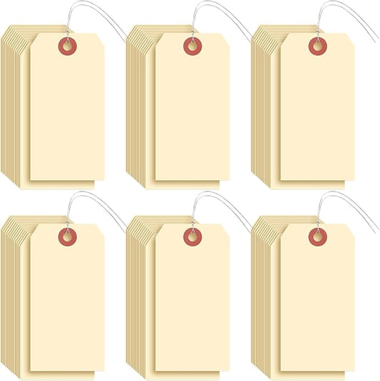 1000 Pcs Blank Manila Shipping Tags with Wire 4 3/4" x 2 3/8" Paper Hang Luggage Price Asset Gift Label Tags (Yellow)