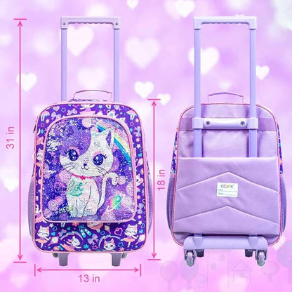 UFNDC Kids Luggage, Girls Suitcase Rolling with Wheels, Travel Carry on for Children Toddler Elementary