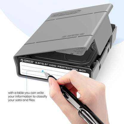 ORICO 5-Pack Hard Drive Carrying Case Protective Box for 3.5/2.5 Inch SSD HDD Portable with Anti-Static,Shockproof and Dust Proof Travel Storage Bag-PHP25-5S