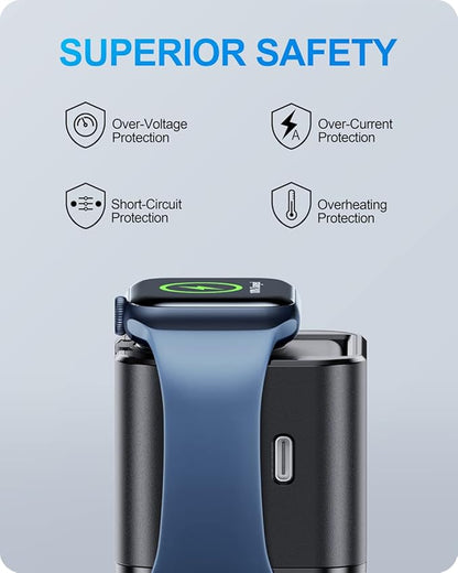 36W for Apple Charging Block with Built-in Watch Charger, Foldable PD Fast Charger Block for iPhone, Dual Ports Wall Charger Compatible with Apple Watch iPhone AirPods(Black)