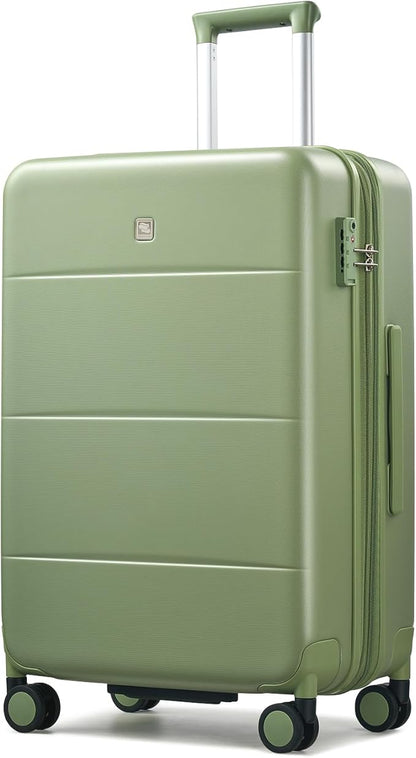 Hanke Expandable 24 Inch Luggage with Spinner Wheels, Hardside Medium Checked luggage, All-PC Hard Shell Suitcase, TSA Lock, Lightweight Checked-Medium (Bamboo Green, 76L)