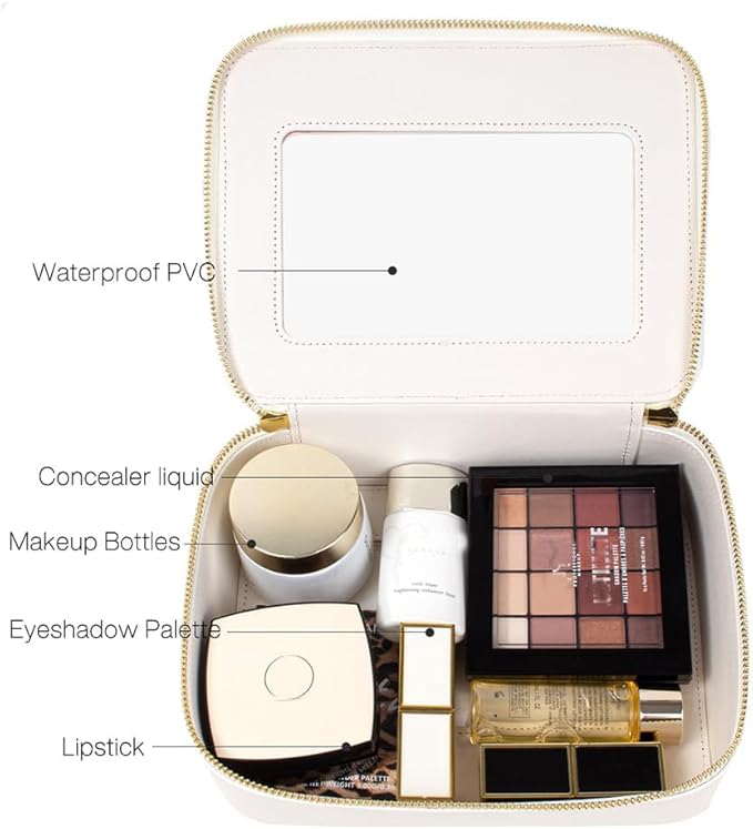 Clear Makeup Bag, TSA Approved Toiletry Bag Travel Makeup Case Clear Cosmetic Travel Bag Small Makeup Pouch Organizer Waterproof Portable Car Essentials for Women