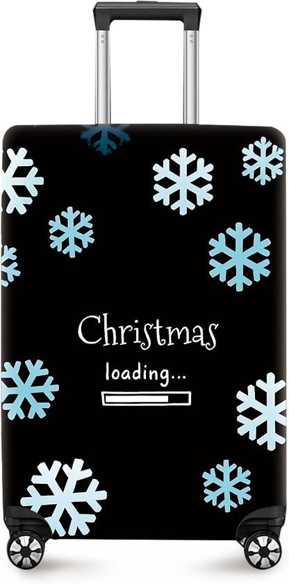 ANNA QUEEN Christmas Loading Luggage Cover, Funny Snowflake Design Suitcase Protector, Stretchable Washable Travel Sleeve for 20-22 Inch Luggage