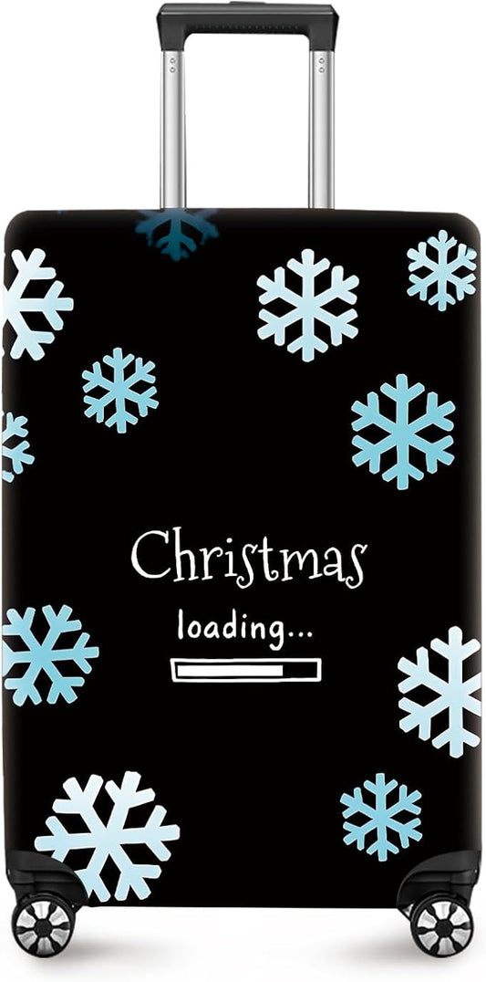 ANNA QUEEN Christmas Loading Luggage Cover, Funny Snowflake Design Suitcase Protector, Stretchable Washable Travel Sleeve for 20-22 Inch Luggage