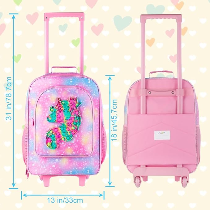 Kids Luggage for Girls, Cute Unicorn Rolling Suitcase Wheels for Children Toddler