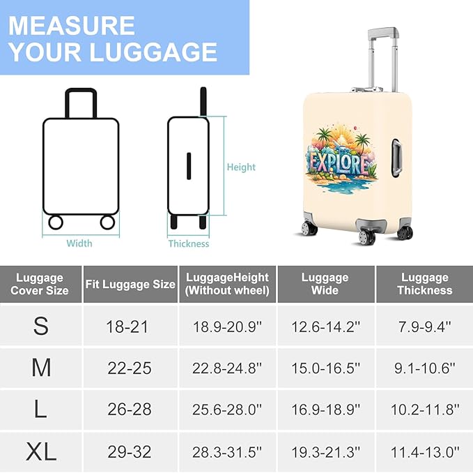 ANNA QUEEN Travel Luggage Cover Suitcase Protector Suitcase Cover Anti-Scratch,Stretchable Bag Cover Washable Durable Polyester with Elastic Hem with Zipper Closure