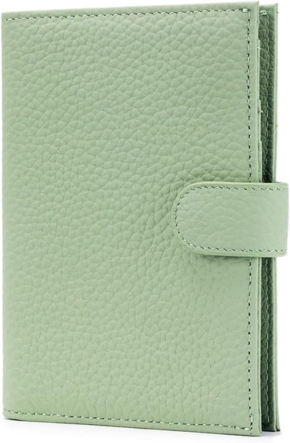 RFID Leather Passport Holder for Travel Women – Slim Passport Wallet with 1 Passport Slot & 3 Card Slots, Zippered Coin Pocket & SIM Slot – Travel Passport Cover Case (Light Green)