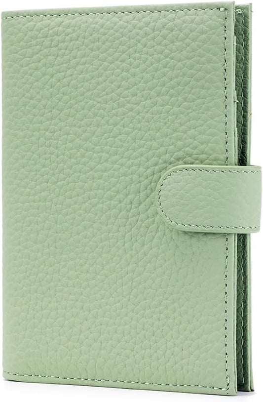 RFID Leather Passport Holder for Travel Women – Slim Passport Wallet with 1 Passport Slot & 3 Card Slots, Zippered Coin Pocket & SIM Slot – Travel Passport Cover Case (Light Green)