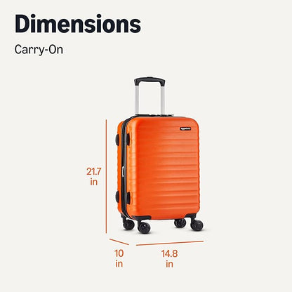Amazon Basics 21" Hardside Carry-On Luggage, Hardshell Suitcase With Wheels, Expandable For Up to 25% More Space, With Scratch-Resistant Surface, Four Multi-directional Wheels, Orange