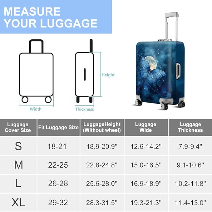ANNA QUEEN Travel Luggage Cover Suitcase Protector Suitcase Cover Anti-Scratch,Stretchable Luggage Travel Bag Cover Washable
